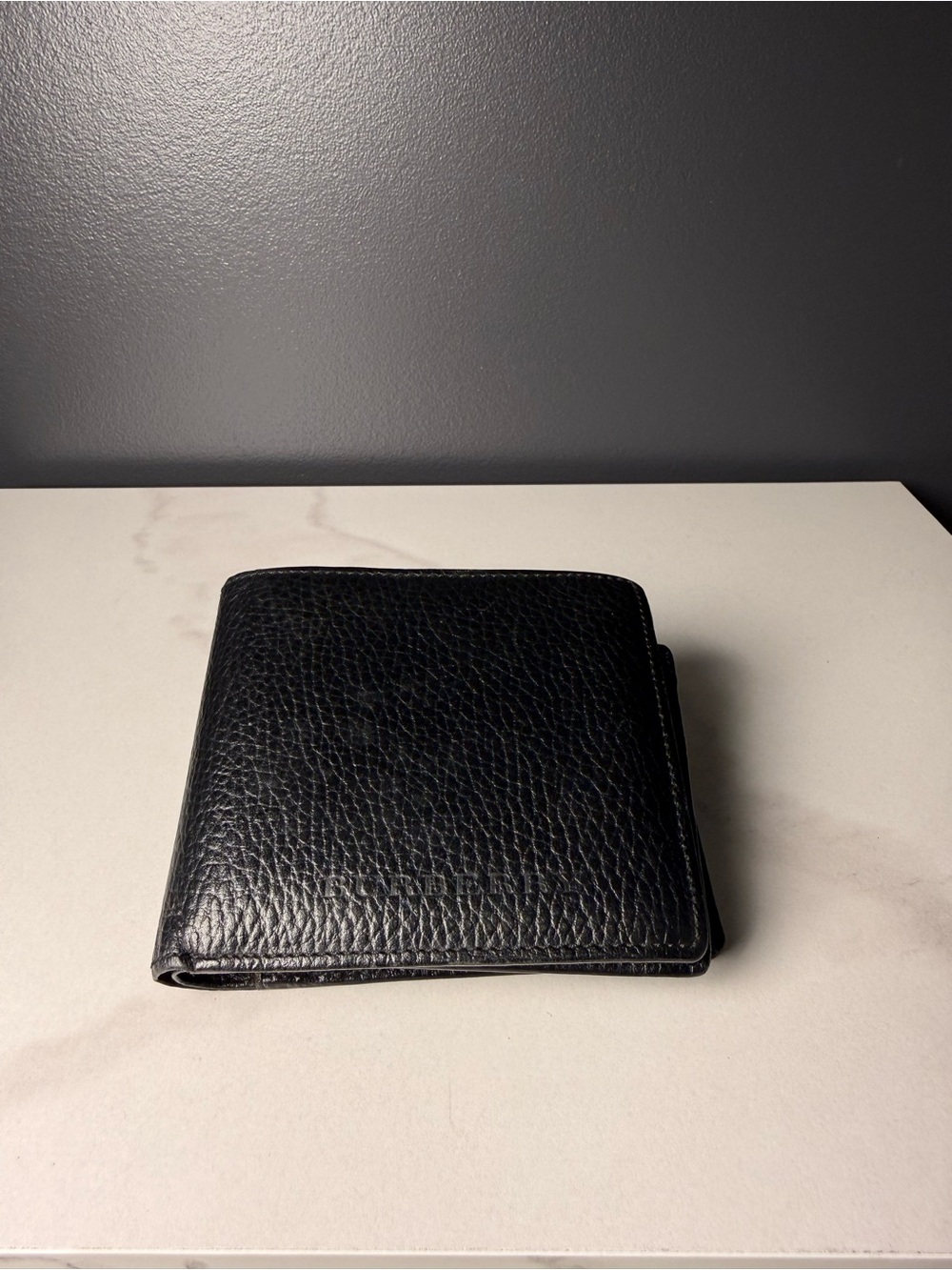 Burberry Black Textured Leather Bi-Fold Wallet
